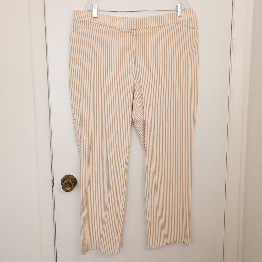Chico's Secret Stretch Striped Straight-Leg Pants 3.5R